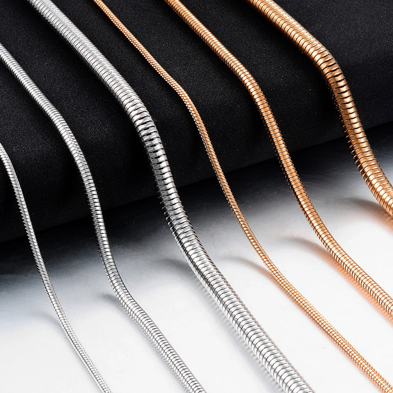 Stainless Steel Round Snake Chain Necklace - Sleek and Modern Design
