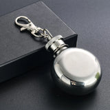 1oz Stainless Steel Hip Flask Keychain Mini Flagon Wine Pot