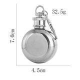 1oz Stainless Steel Hip Flask Keychain Mini Flagon Wine Pot