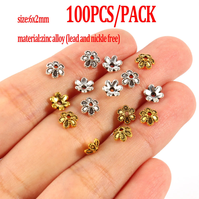 Charms Hollow Filigree Flower End Beads Cap DIY Jewelry Making