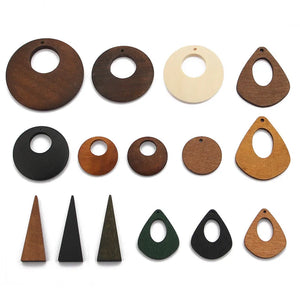 Charms Round Water Drop Triangle Wood Pendant Jewelry Necklace Earring