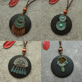 Charms Round Water Drop Triangle Wood Pendant Jewelry Necklace Earring