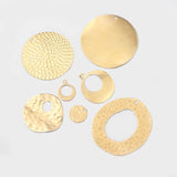 Raw Brass Hollow Circle Hammered Round Charms Pendant DIY Necklace Earring