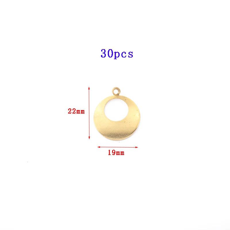 Raw Brass Hollow Circle Hammered Round Charms Pendant DIY Necklace Earring