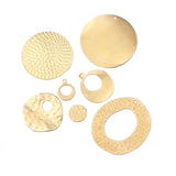 Raw Brass Hollow Circle Hammered Round Charms Pendant DIY Necklace Earring