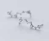 925 Sterling Silver Prong CZ Climber Cuff Clip Earrings