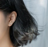 925 Sterling Silver Prong CZ Climber Cuff Clip Earrings