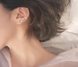 925 Sterling Silver Prong CZ Climber Cuff Clip Earrings