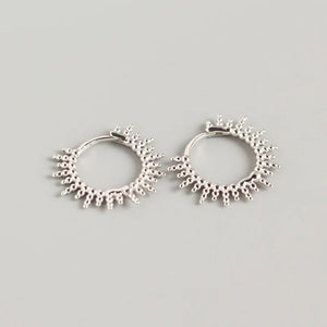 925 Sterling Silver Beads Hoop Huggie Earrings Fine Jewelry