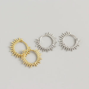 925 Sterling Silver Beads Hoop Huggie Earrings Fine Jewelry