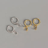 18K 925 Silver Crescent Moon Hoop Huggie Earrings C-YHE0109