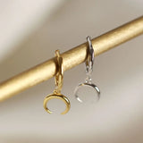 18K 925 Silver Crescent Moon Hoop Huggie Earrings C-YHE0109