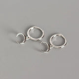 18K 925 Silver Crescent Moon Hoop Huggie Earrings C-YHE0109
