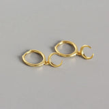 18K 925 Silver Crescent Moon Hoop Huggie Earrings C-YHE0109