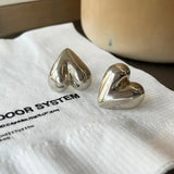 18K Sterling Silver Heart Stud Earrings