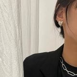 18K Sterling Silver Heart Stud Earrings