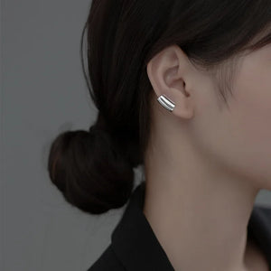 925 Silver Geometric Cuff Clip Earrings - No Piercing