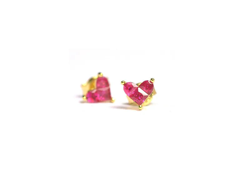 925 Silver Ruby Ear Stud Earring Red Gem Stone Cuff Earring