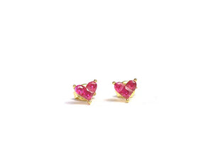 925 Silver Ruby Ear Stud Earring Red Gem Stone Cuff Earring