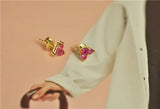 925 Silver Ruby Ear Stud Earring Red Gem Stone Cuff Earring