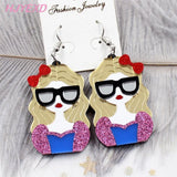 Acrylic Icecream Lip Donut Evil Eye Girl Earrings Pink Dangle Earring