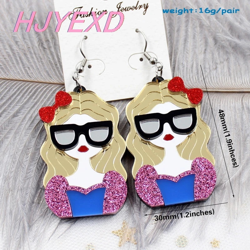 Acrylic Icecream Lip Donut Evil Eye Girl Earrings Pink Dangle Earring