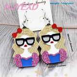 Acrylic Icecream Lip Donut Evil Eye Girl Earrings Pink Dangle Earring