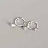 925 Silver White Zirconia Hoop Earrings TLE653