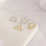 925 Silver White Zirconia Hoop Earrings TLE653