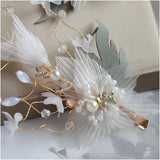Flower Barrettes Earrings Set for Bride Wedding Hair Accessories