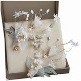 Flower Barrettes Earrings Set for Bride Wedding Hair Accessories