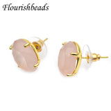 Rose Quartz Oval Faceted Crystal Earrings for Healing Reiki