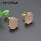 Rose Quartz Oval Faceted Crystal Earrings for Healing Reiki