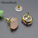 Rose Quartz Oval Faceted Crystal Earrings for Healing Reiki