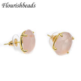 Rose Quartz Oval Faceted Crystal Earrings for Healing Reiki