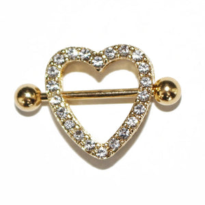 14g Heart Shape Diamond Nipple Ring Stainless Steel Body Jewelry