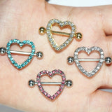 14g Heart Shape Diamond Nipple Ring Stainless Steel Body Jewelry