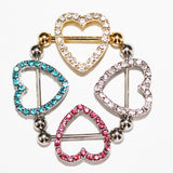 14g Heart Shape Diamond Nipple Ring Stainless Steel Body Jewelry