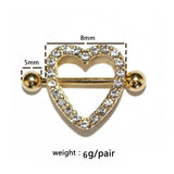 14g Heart Shape Diamond Nipple Ring Stainless Steel Body Jewelry