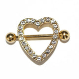 14g Heart Shape Diamond Nipple Ring Stainless Steel Body Jewelry