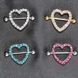 14g Heart Shape Diamond Nipple Ring Stainless Steel Body Jewelry