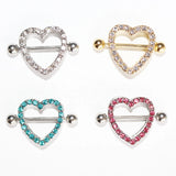 14g Heart Shape Diamond Nipple Ring Stainless Steel Body Jewelry