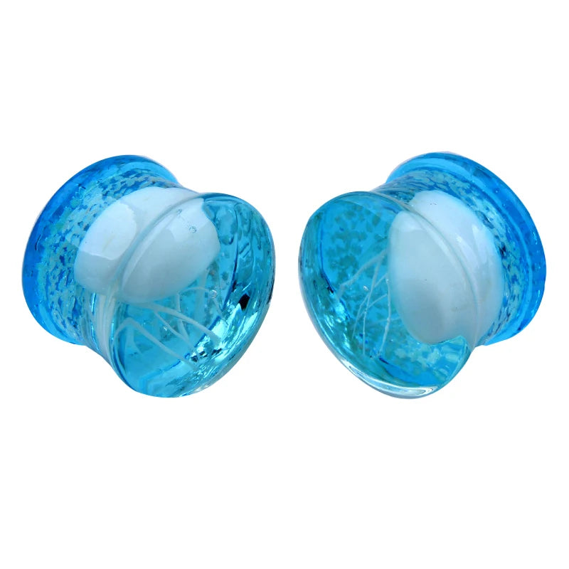 Luminous Glass Saddle Ear Plugs Jellyfish Inner Tooth Auricle Screw Ear Plug Pie