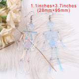 Skeleton Iridescent Halloween Acrylic Earrings Stainless Steel Jewelry