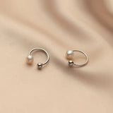 925 Silver Freshwater Pearl Cuff Earrings