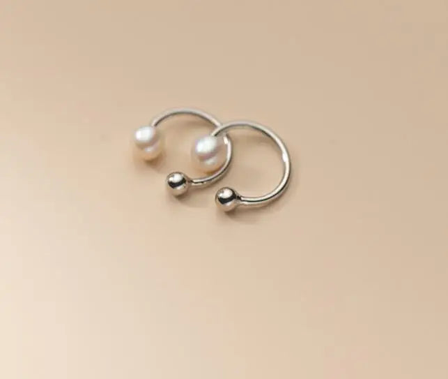 925 Silver Freshwater Pearl Cuff Earrings