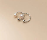 925 Silver Freshwater Pearl Cuff Earrings
