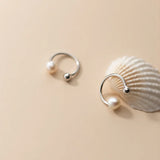 925 Silver Freshwater Pearl Cuff Earrings