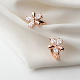 925 Silver Flower Hoop Huggie Earrings GTLE2649