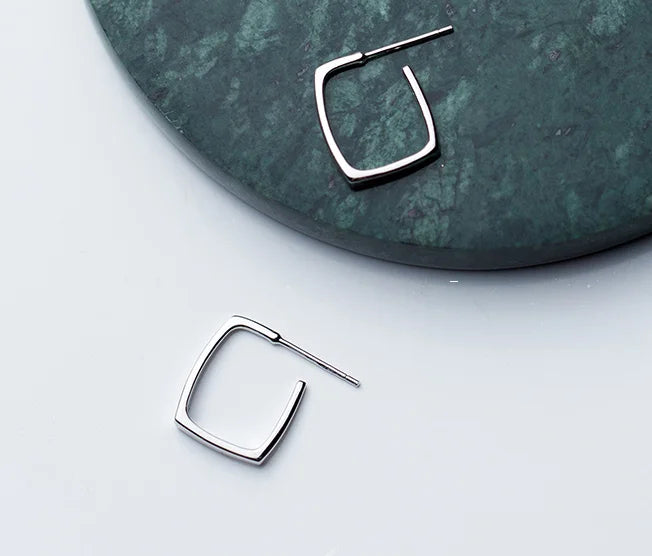 925 Silver Geometric Square Stud Earrings C-1399